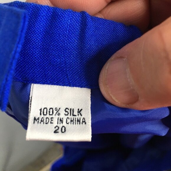 Shomi by Miller Shor Skirt Set Womens 20 Plus Size Blue 100% Silk Office Vintage - Picture 4 of 16
